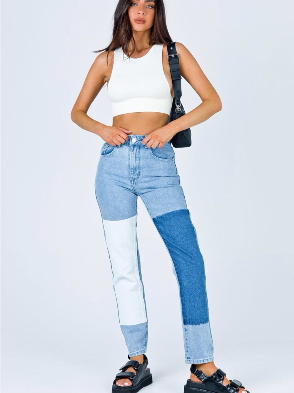 Princess Polly Cofield Mom Jean Patch Denim | US 2 EU34